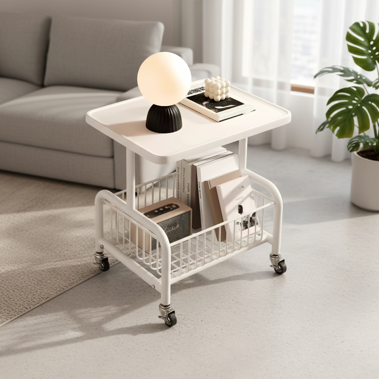 Space-saving bookshelf with compartments for students