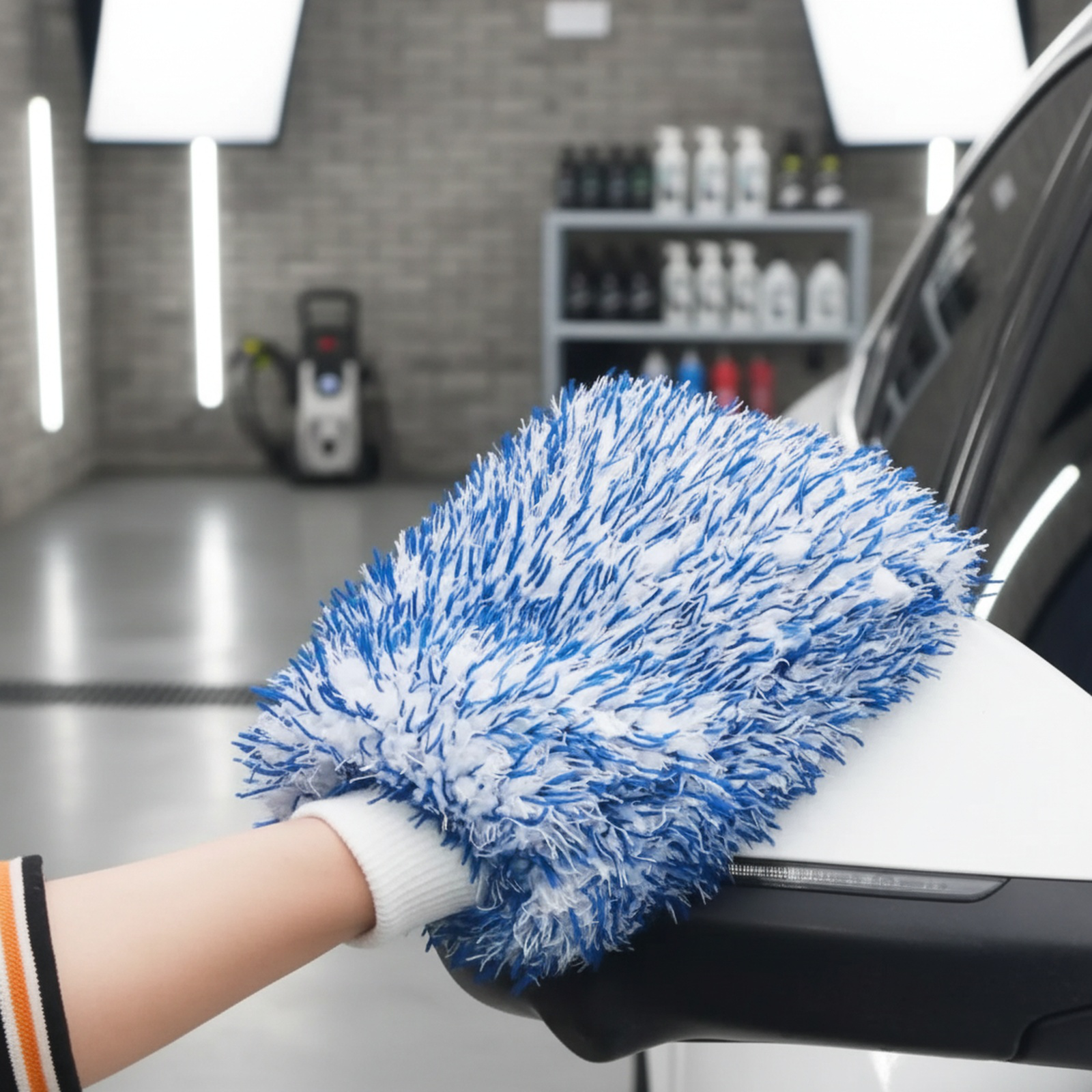 Large Size Double-sided Coral Fleece Car Wash Glove, Super Absorbent Microfiber Cleaning Glove