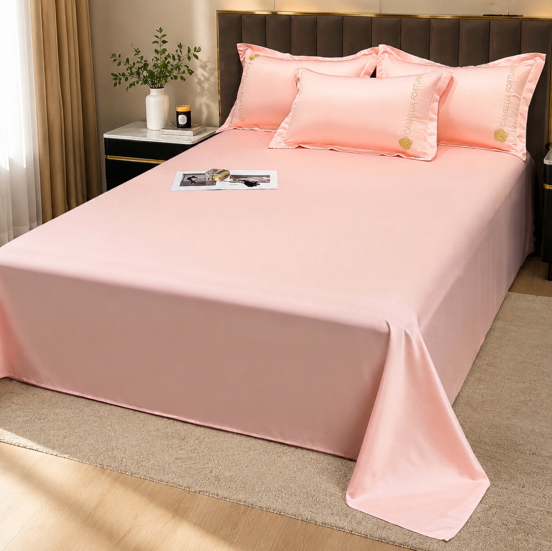 Ice Silk Cool Bedspread Set on modern bed