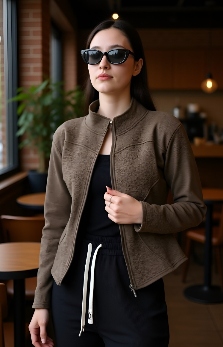 양털 소재가 돋보이는 맨투맨 근접 사진