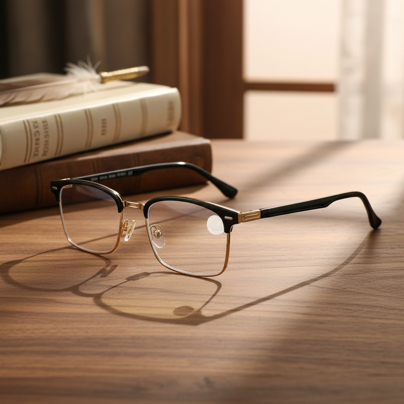 JMY Smart Zoom Half-Eyebrow Frame Anti-Blue Light Reading Glasses