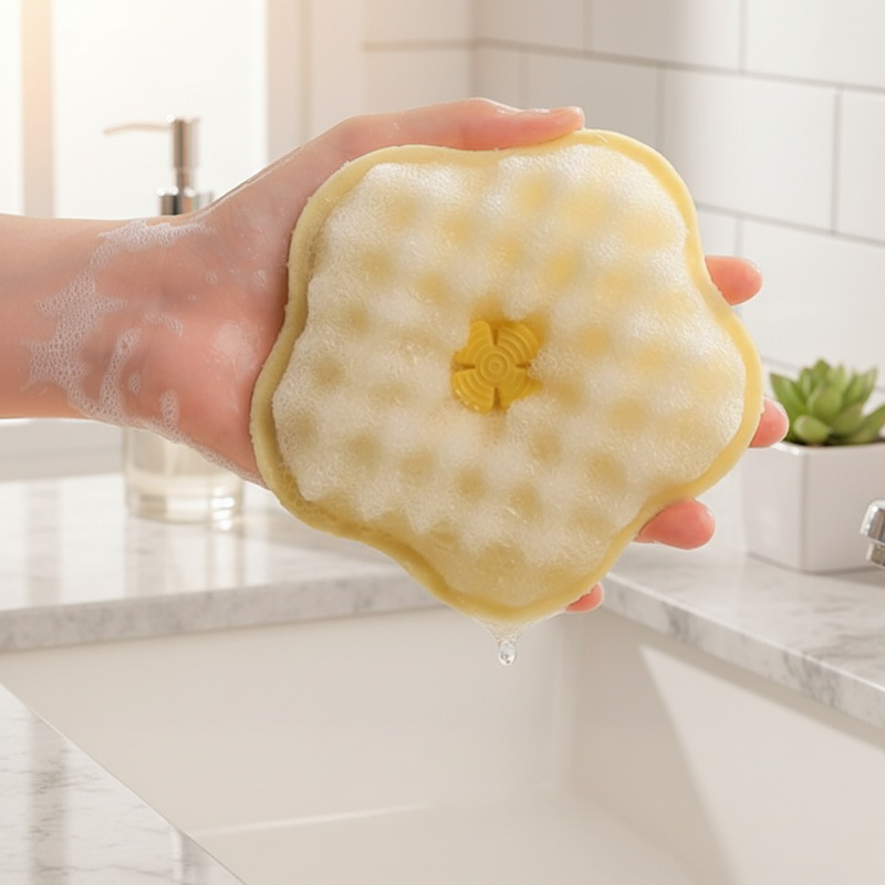 Lingette de cuisine double face avec ventouses pour nettoyage