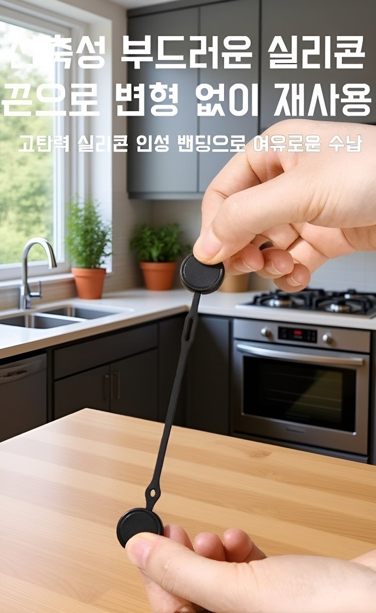 사무실 책상에서 케이블을 정리하는 마그네틱 스트랩