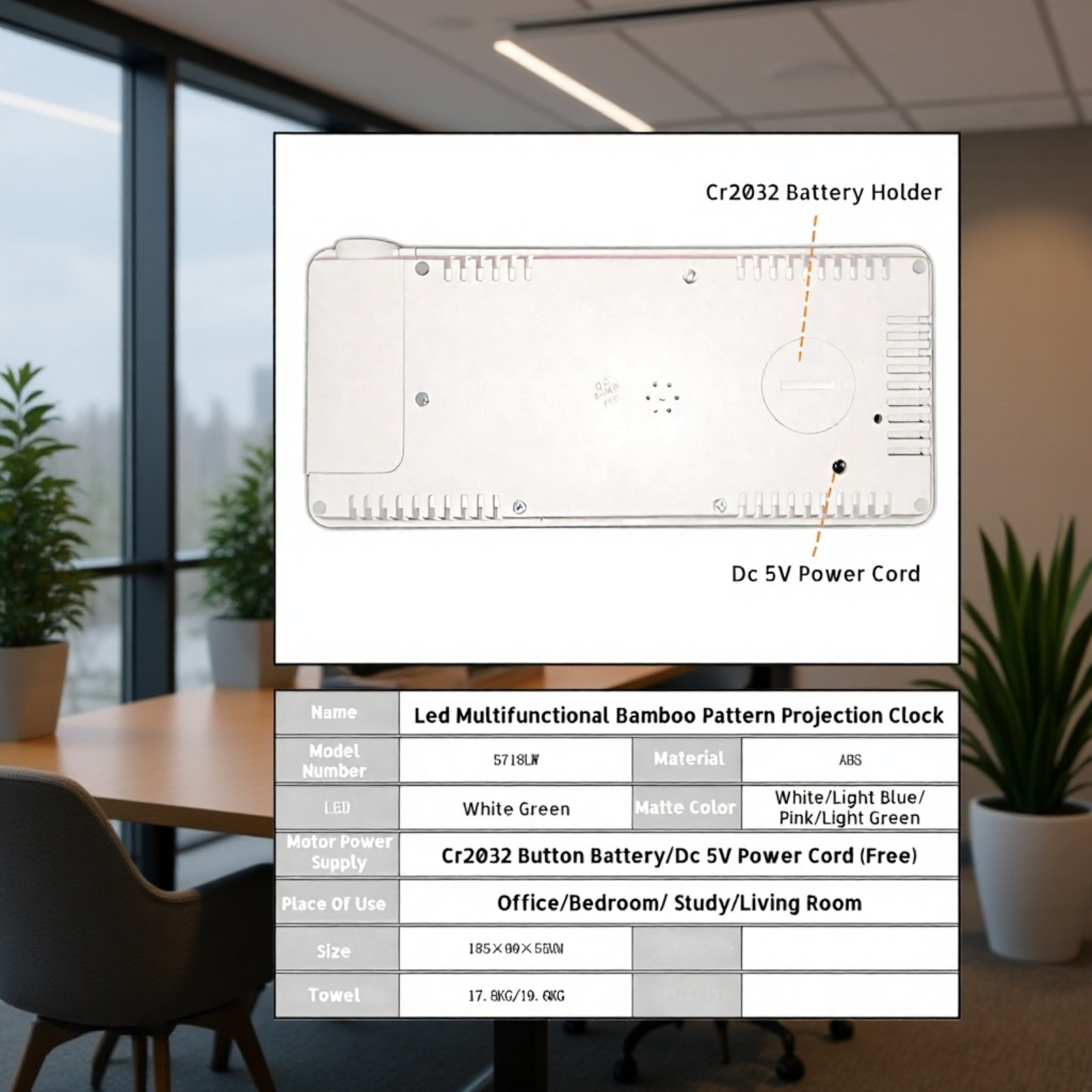 Multifunctional Wooden LED Projection Alarm Clock with Temperature and Humidity Display