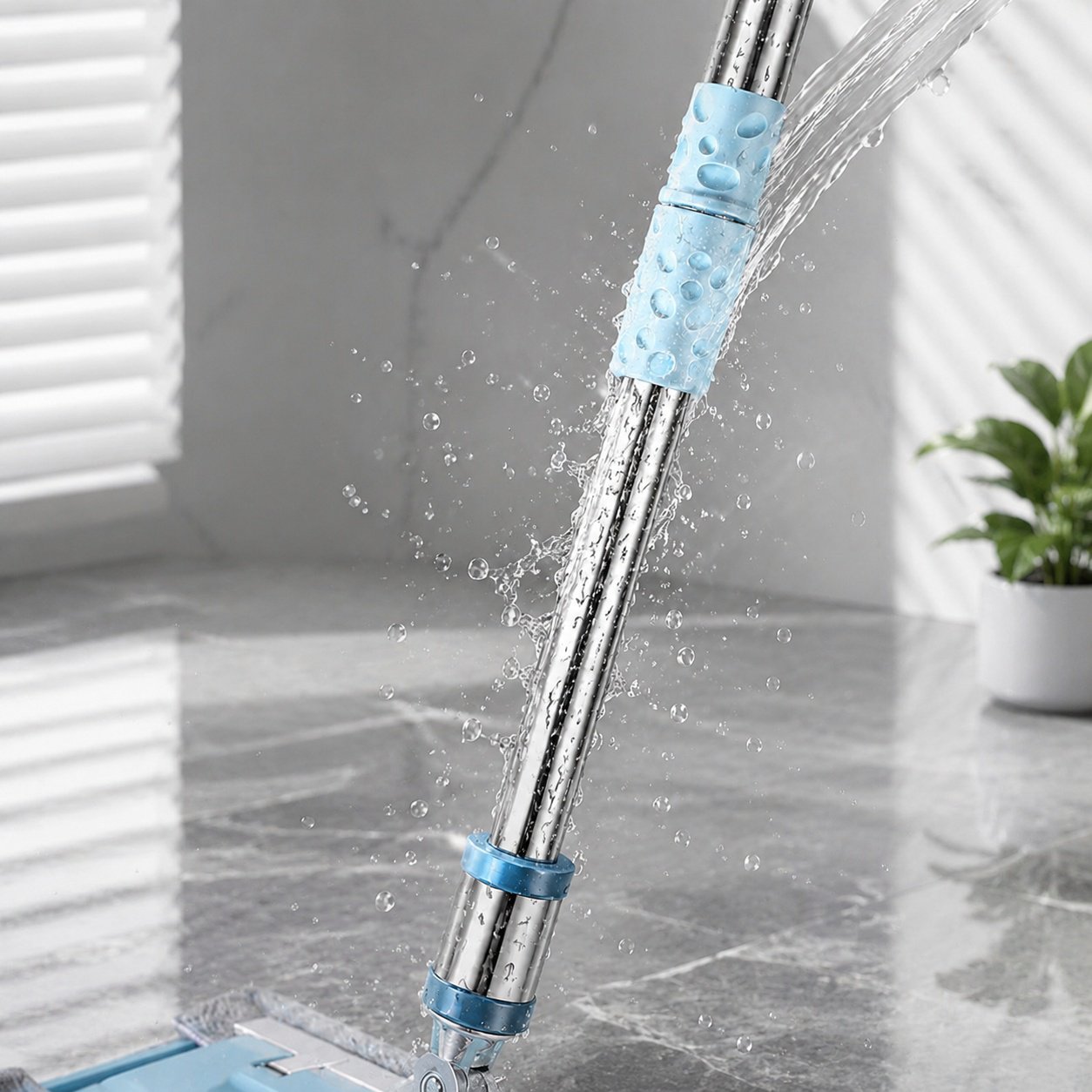 Stainless steel mop handle for strength and longevity