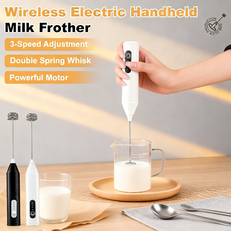 Wireless electric handheld milk frother