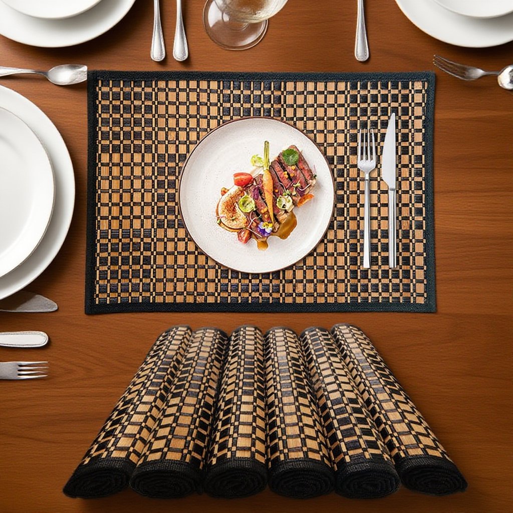 줄로 엮은 대나무 테두리 미끄럼 방지 단열 매트