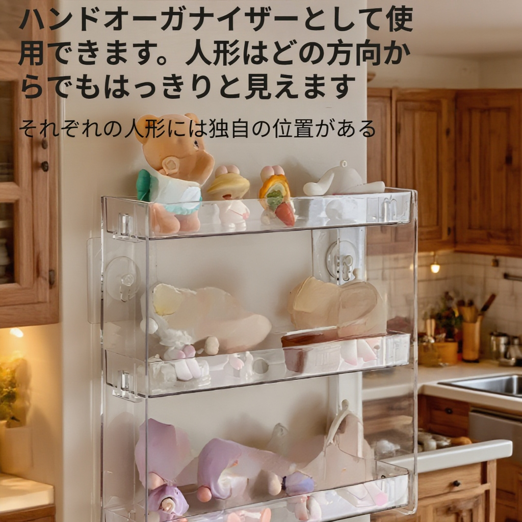 アクリル壁掛けラック 穴あけ不要 バスルーム収納棚