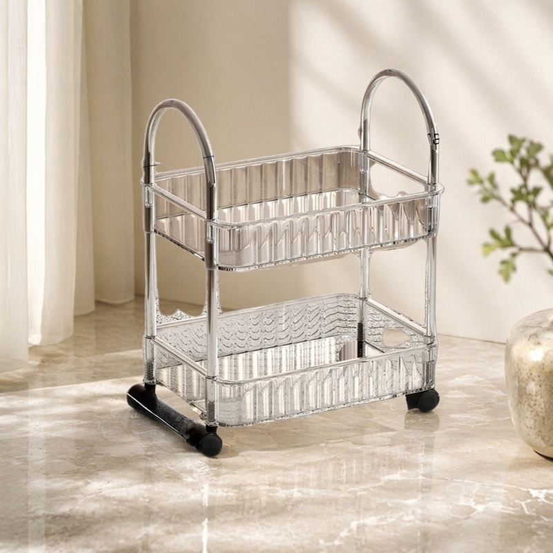 Space-saving kitchen trolley with wheels for easy movement