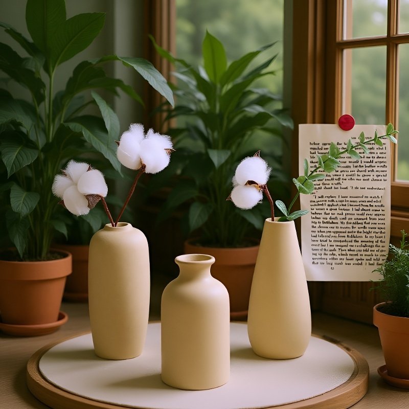 Fehér matt skandináv kerámia váza 