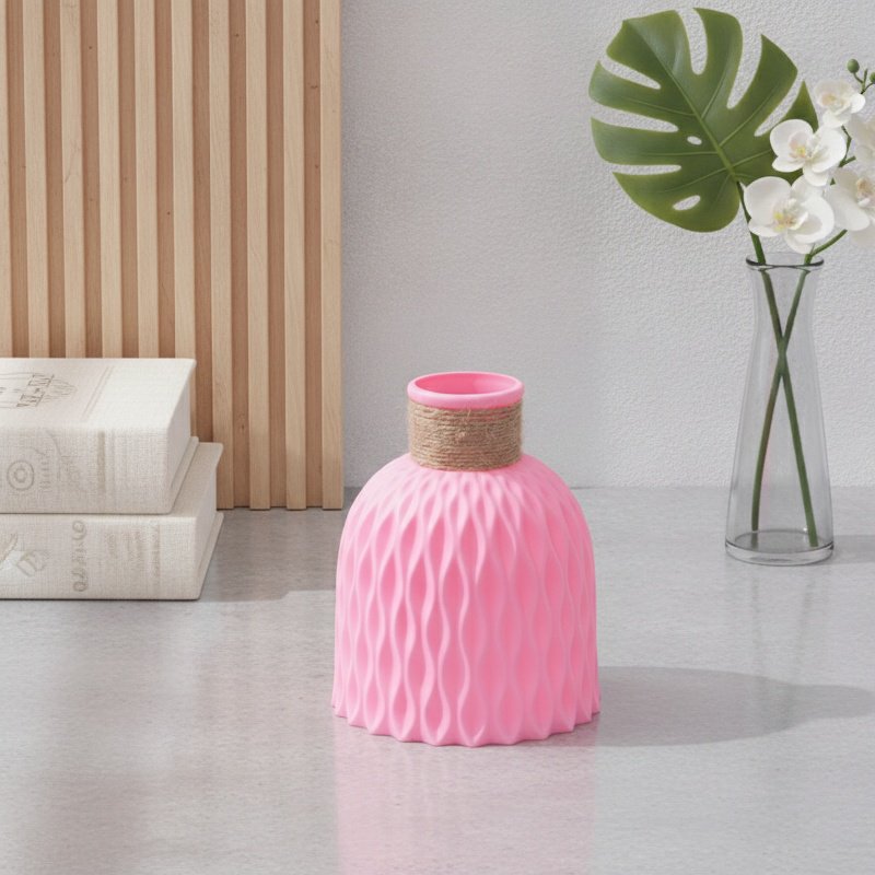Pineapple decorative vase on a wooden shelf