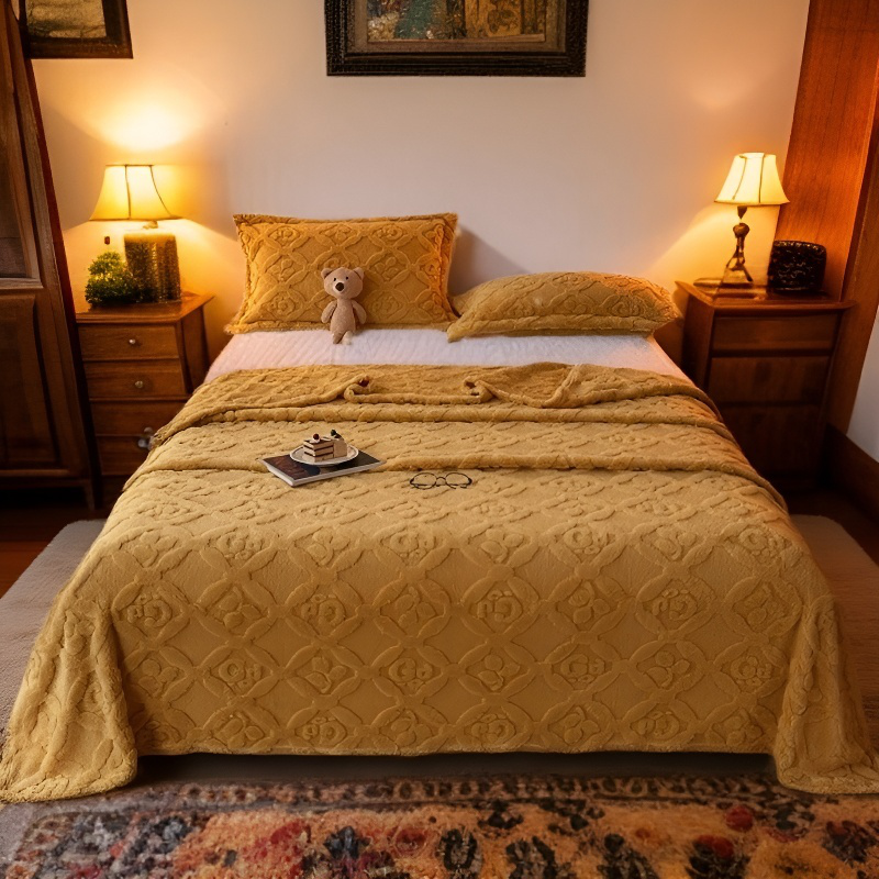 Manta gruesa de felpa de coral con diseño de jacquard