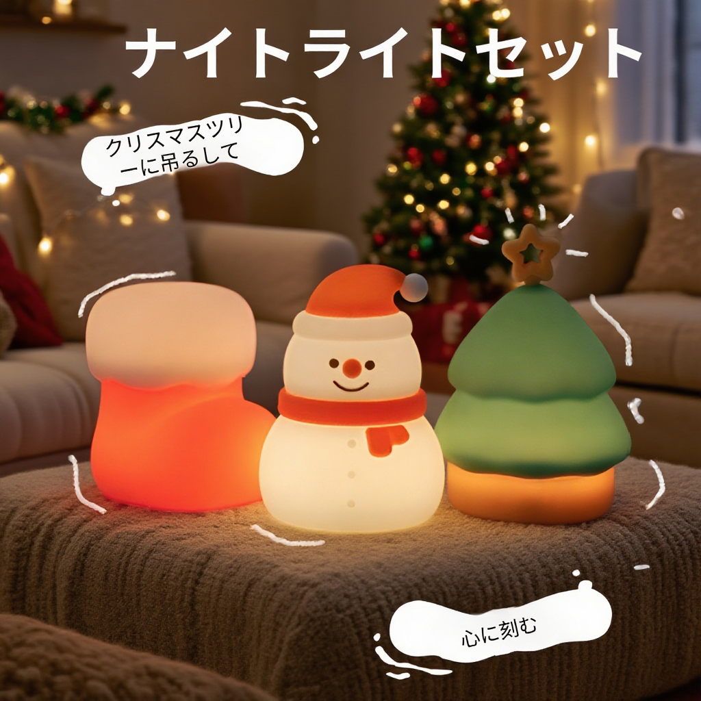 クリスマスサンタクロースライト付きギフト飾り
