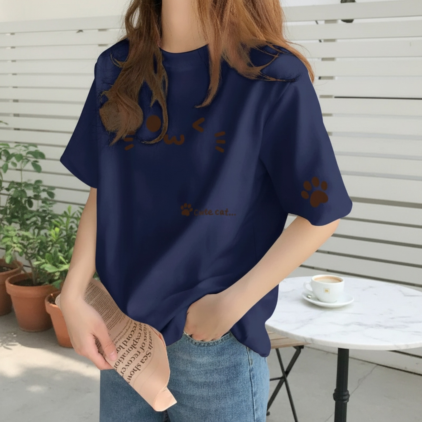 レディースコットンTシャツの袖部分アップ