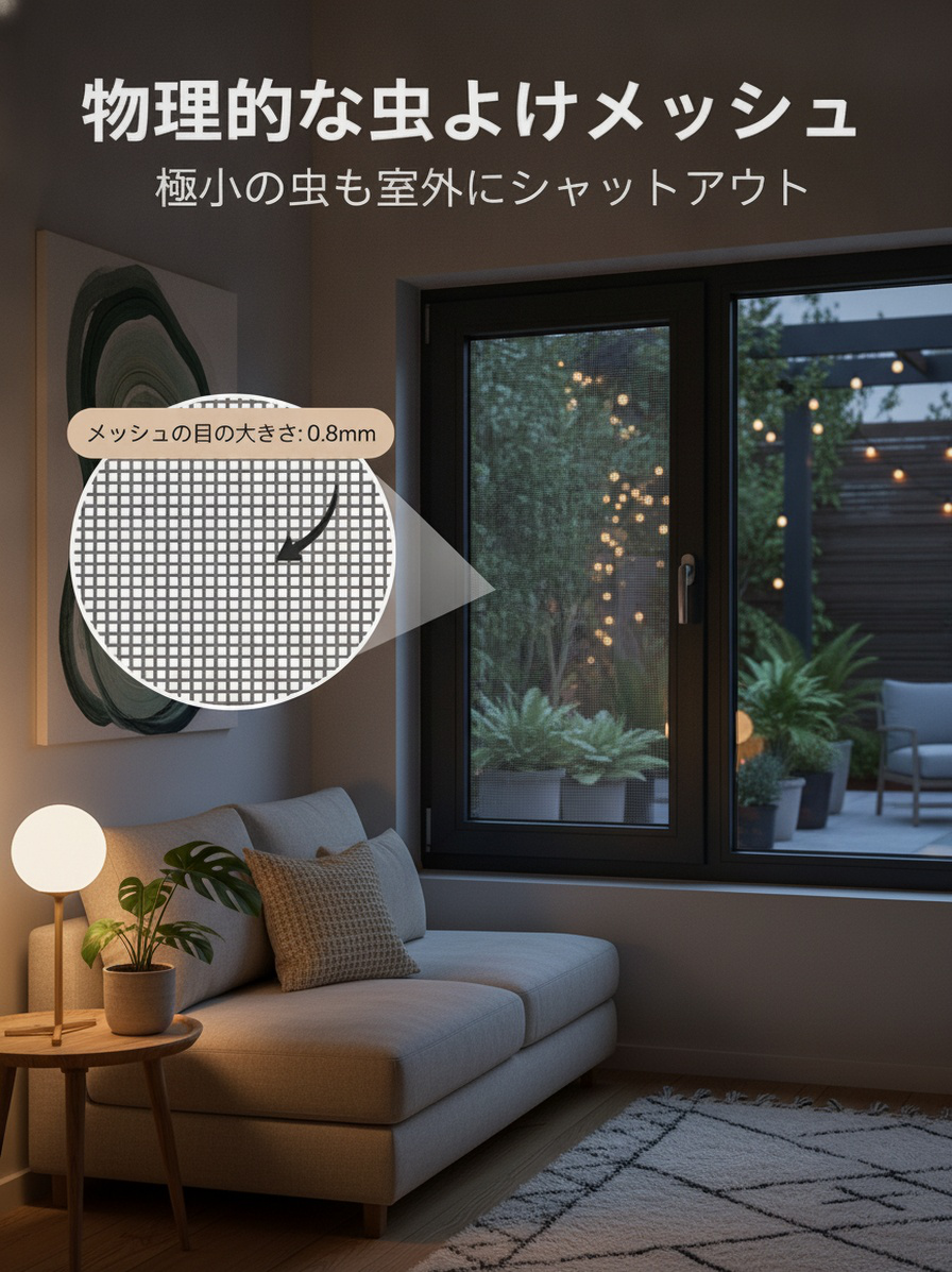 高品質なダイヤモンド柄の網戸のクローズアップ写真