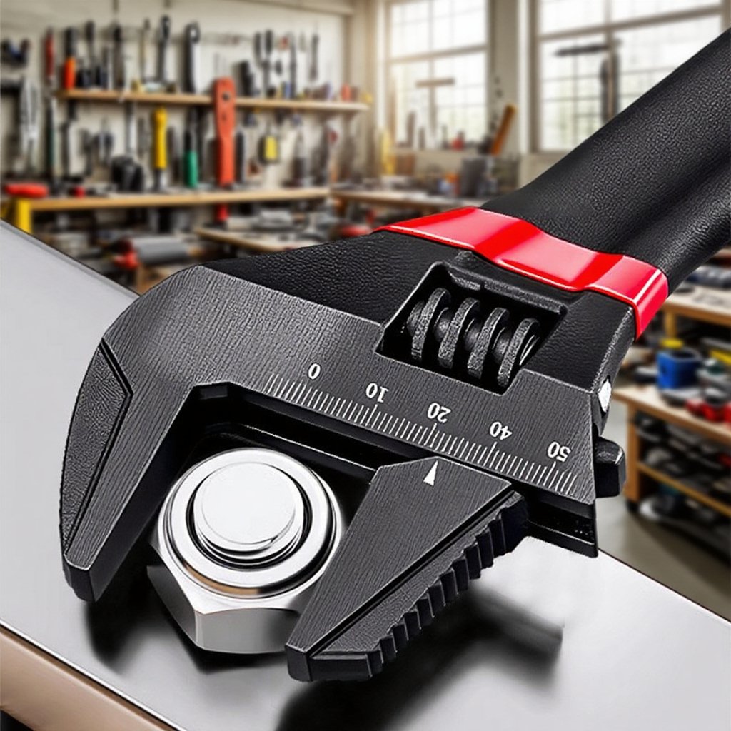Large opening adjustable wrench