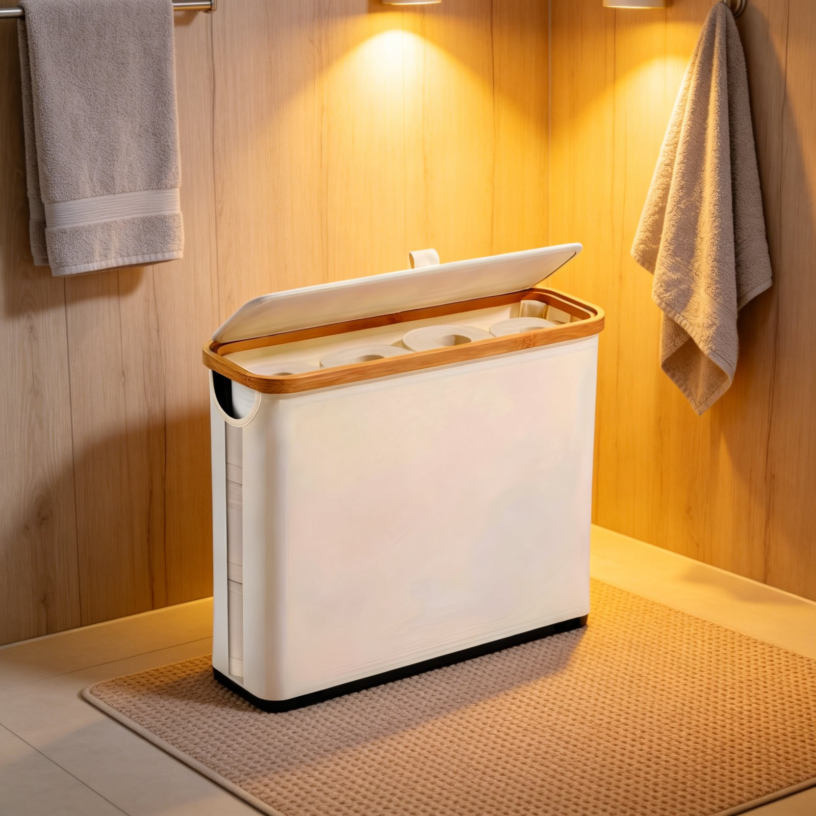 Caja de papel higiénico para baño, cesta de almacenamiento multifuncional