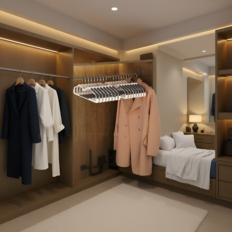 Perchero giratorio de plástico, diseño de hombro ancho, sin marcas, ideal para ropa pesada y húmeda