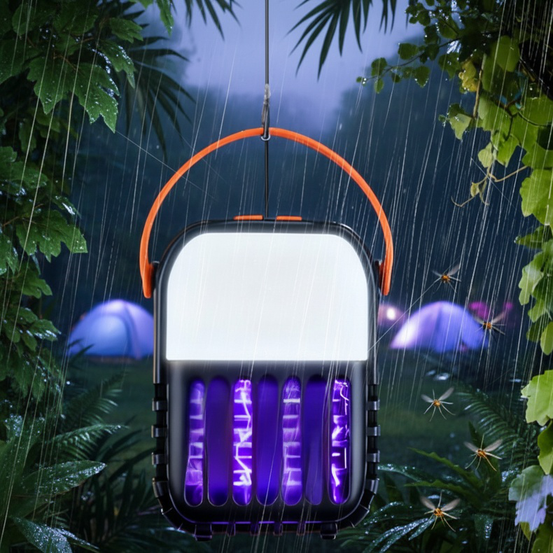 Mosquito repellent lamp illuminating backyard