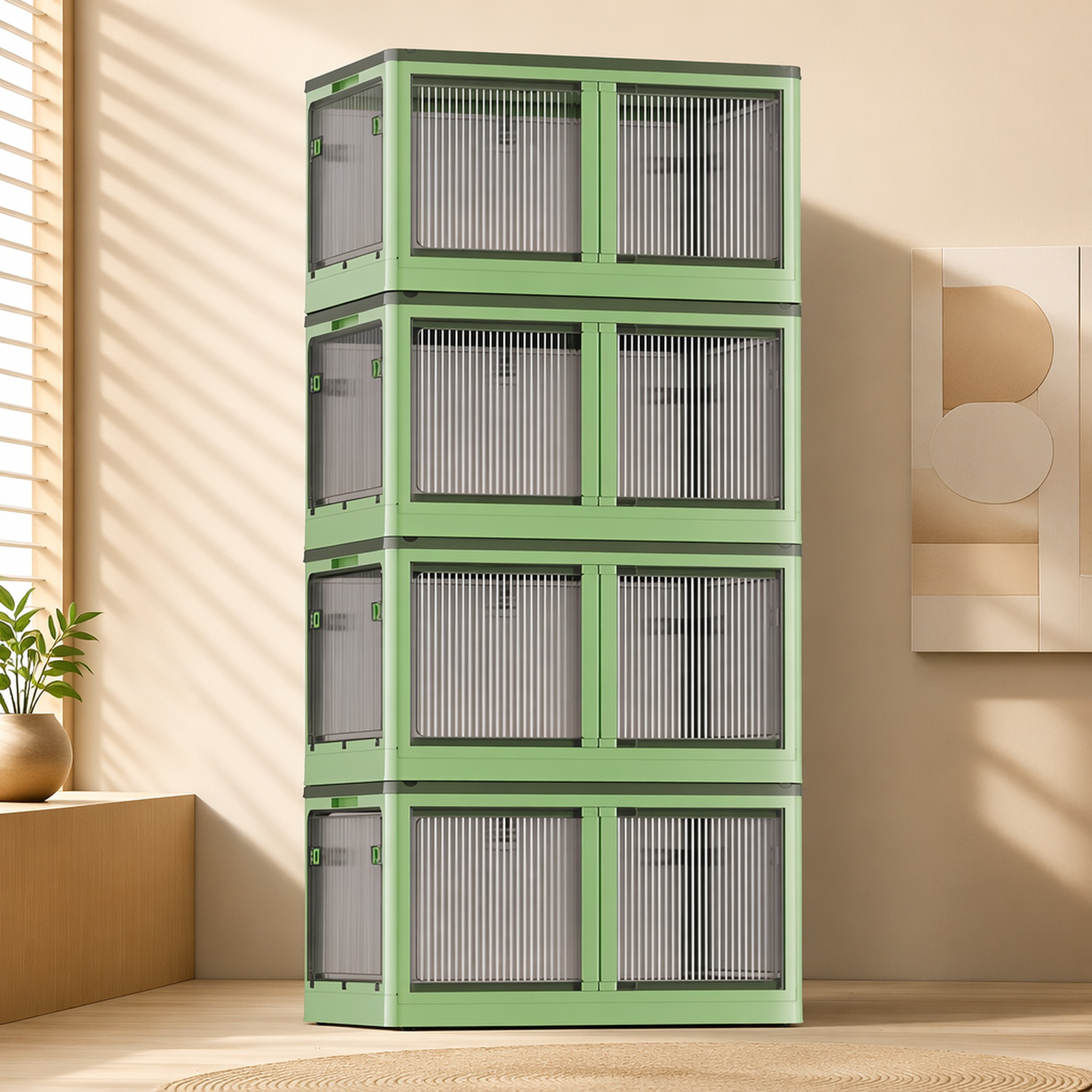 Movable Large Capacity Foldable Fabric Storage Box