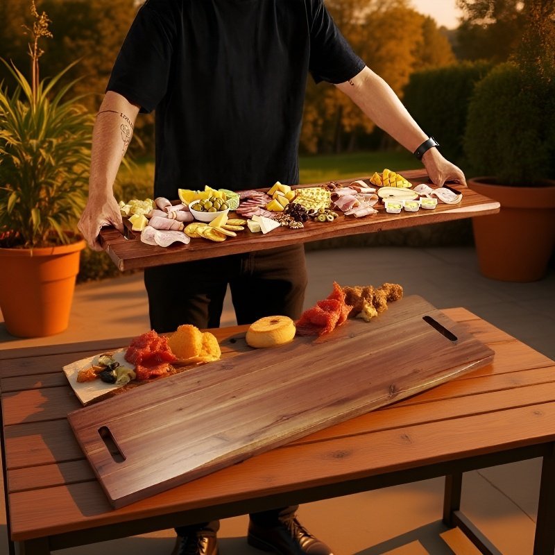 손잡이가 달린 대용량 우드 도마