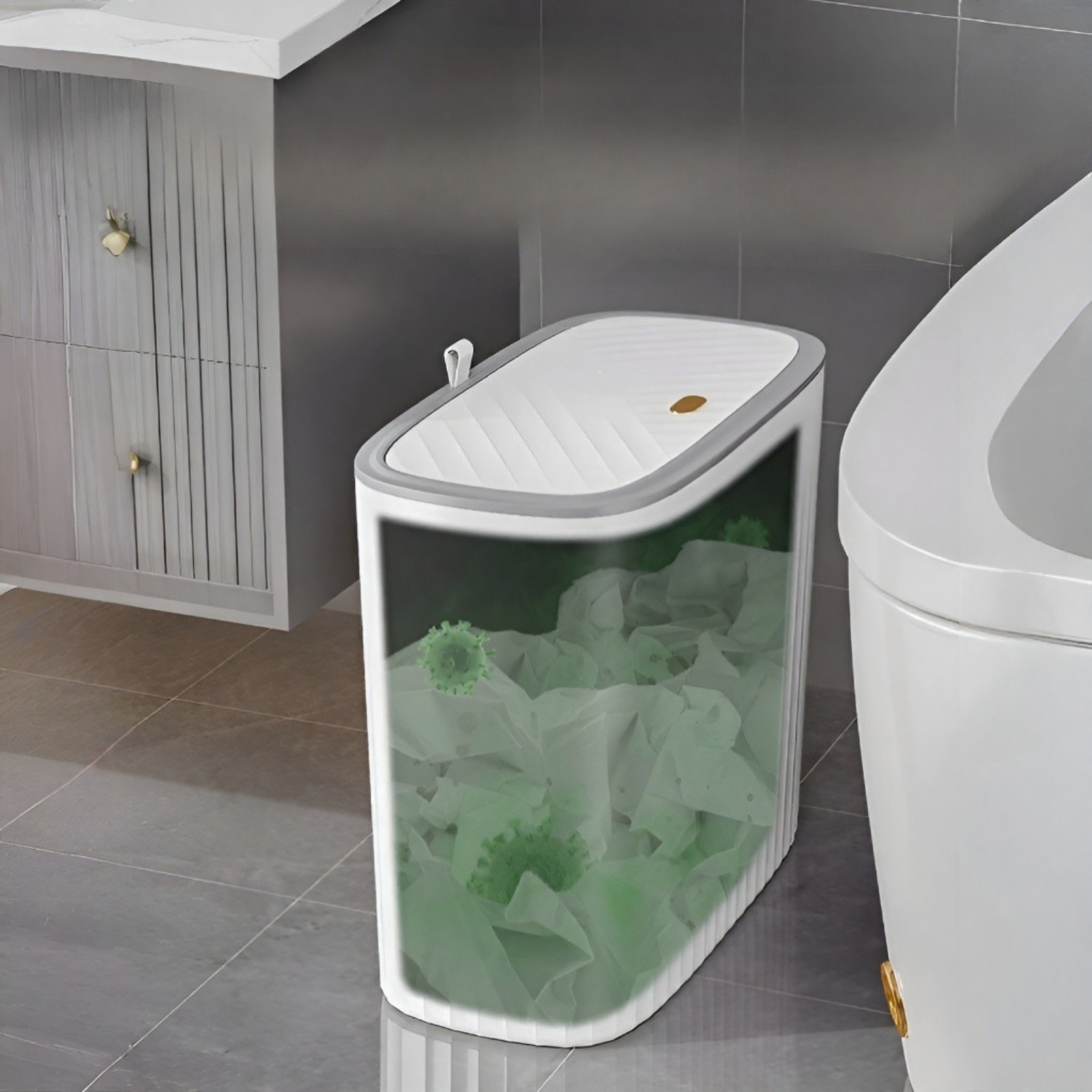 ひび割れたゴミ箱 家庭用高価値ゴミ箱 浴室トイレ 大容量ゴミ箱 カバー付き キッチン リビングルーム ゴミ箱 軽量 高級スタイル ゴミ箱