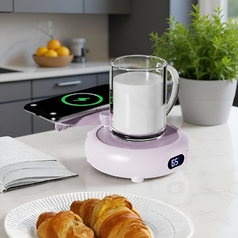 Station de charge sans fil pour smartphone avec mug chauffant