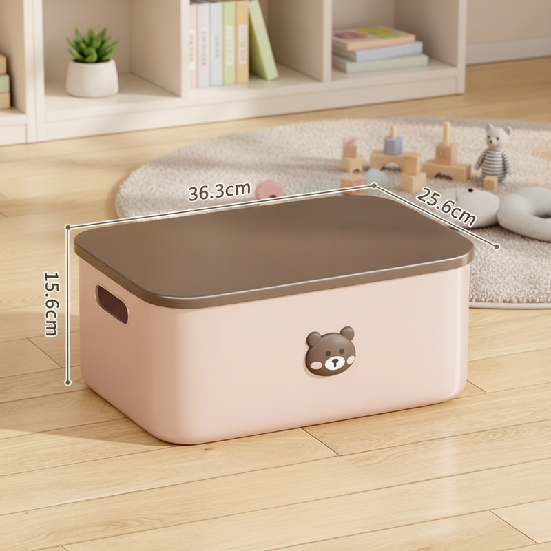 뚜껑이 있는 대용량 플라스틱 데스크탑 수납함 거실 가정용 장난감 보관함