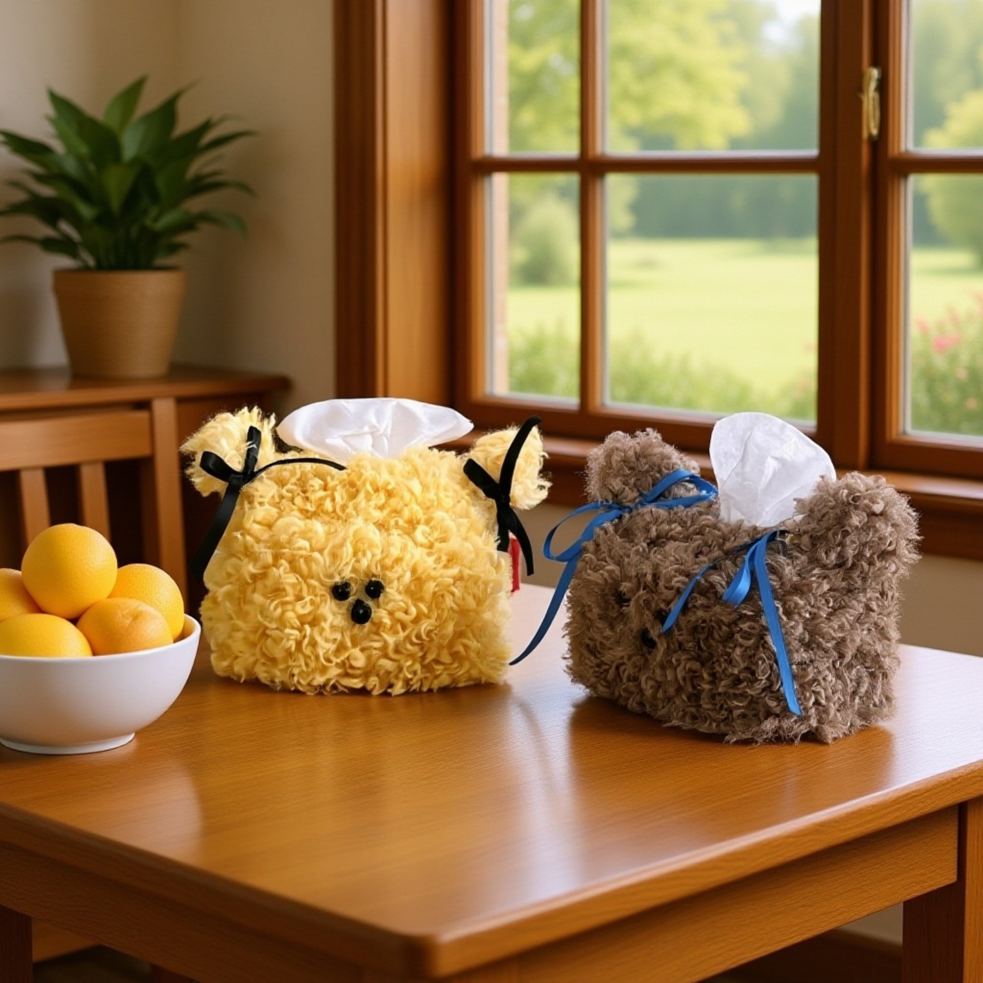 귀여운 강아지 뽀글이 티슈 케이스 정면 사진