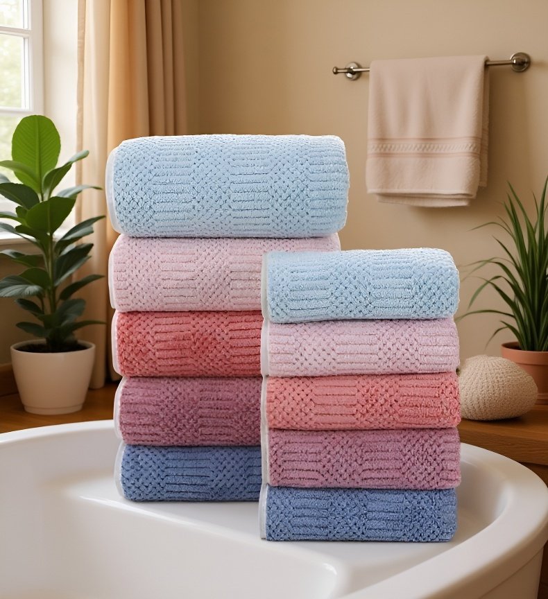 고급 산호 양털 소재의 두꺼운 타월 질감