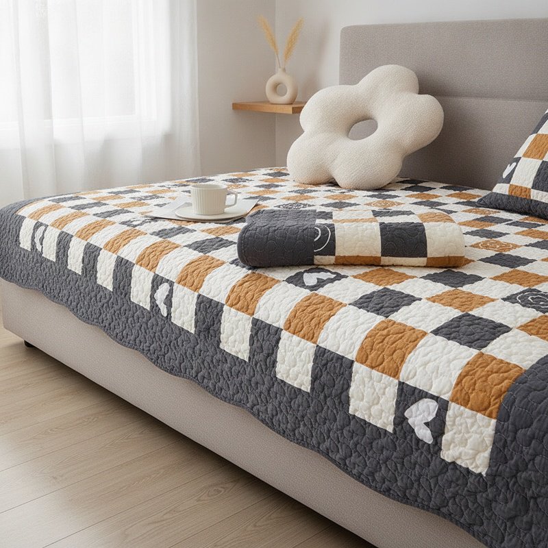 Modern nonslip cushion cover with plaid fabric
