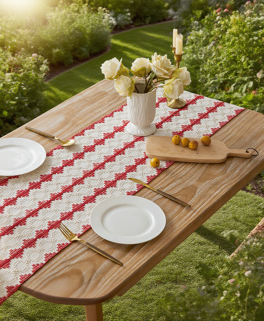 レストランのテーブルを彩るフリンジ付きフラッグ