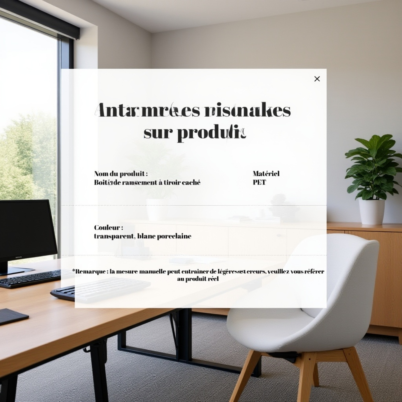 Boîte de rangement sous bureau sans clou ni vis