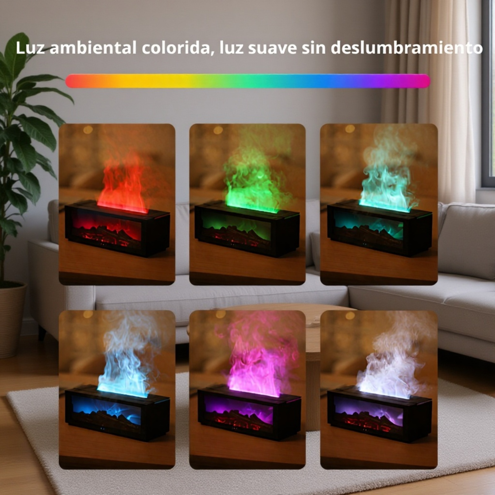 Humidificador creativo con aromaterapia de llama de chimenea de simulación genial de escritorio JMY