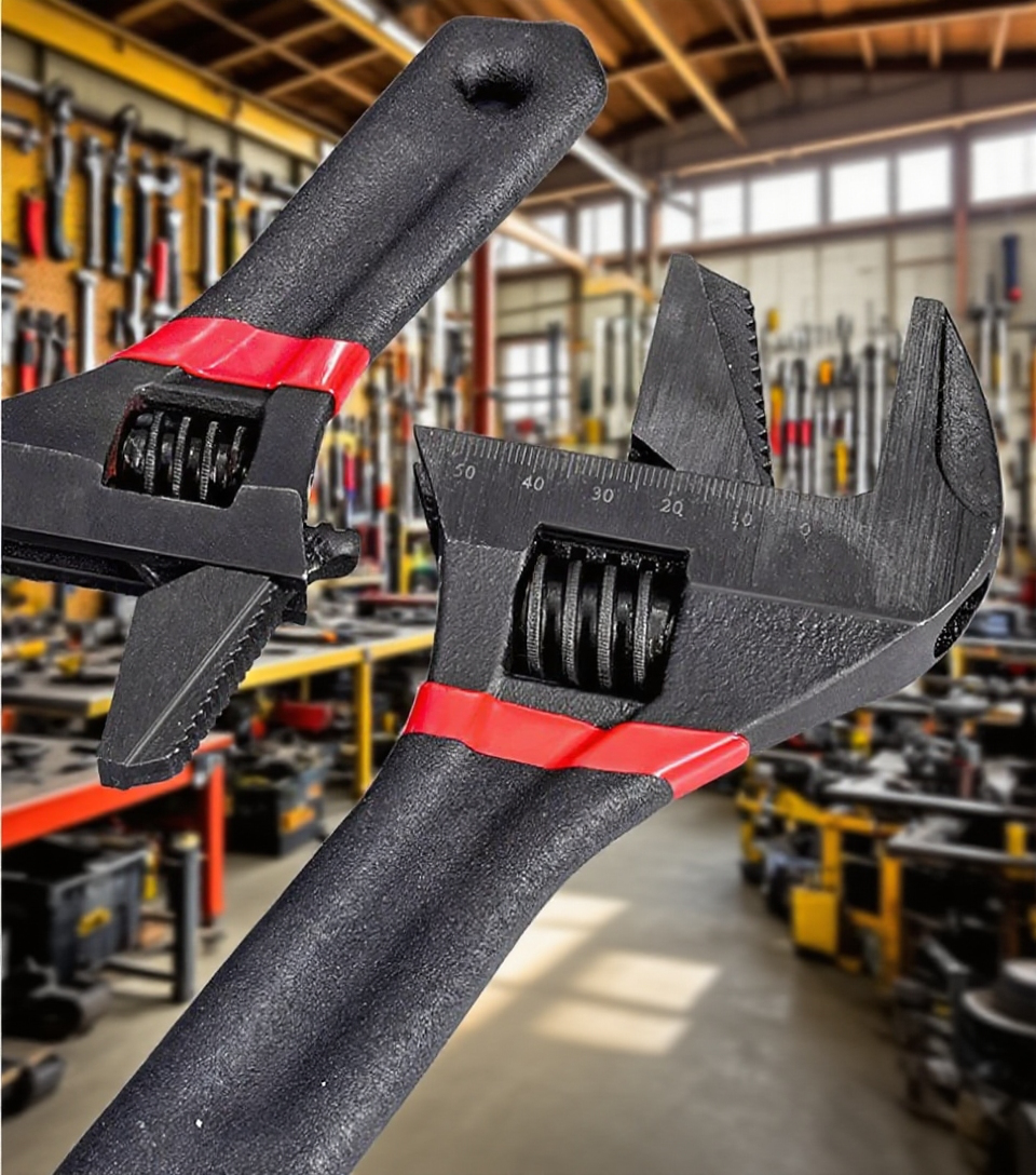 Versatile large jaw wrench for plumbing tasks