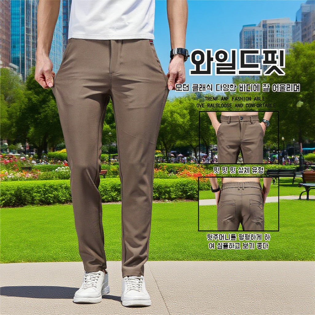 남성용 아이스 실크 하이 스트레치 비즈니스 캐주얼 팬츠