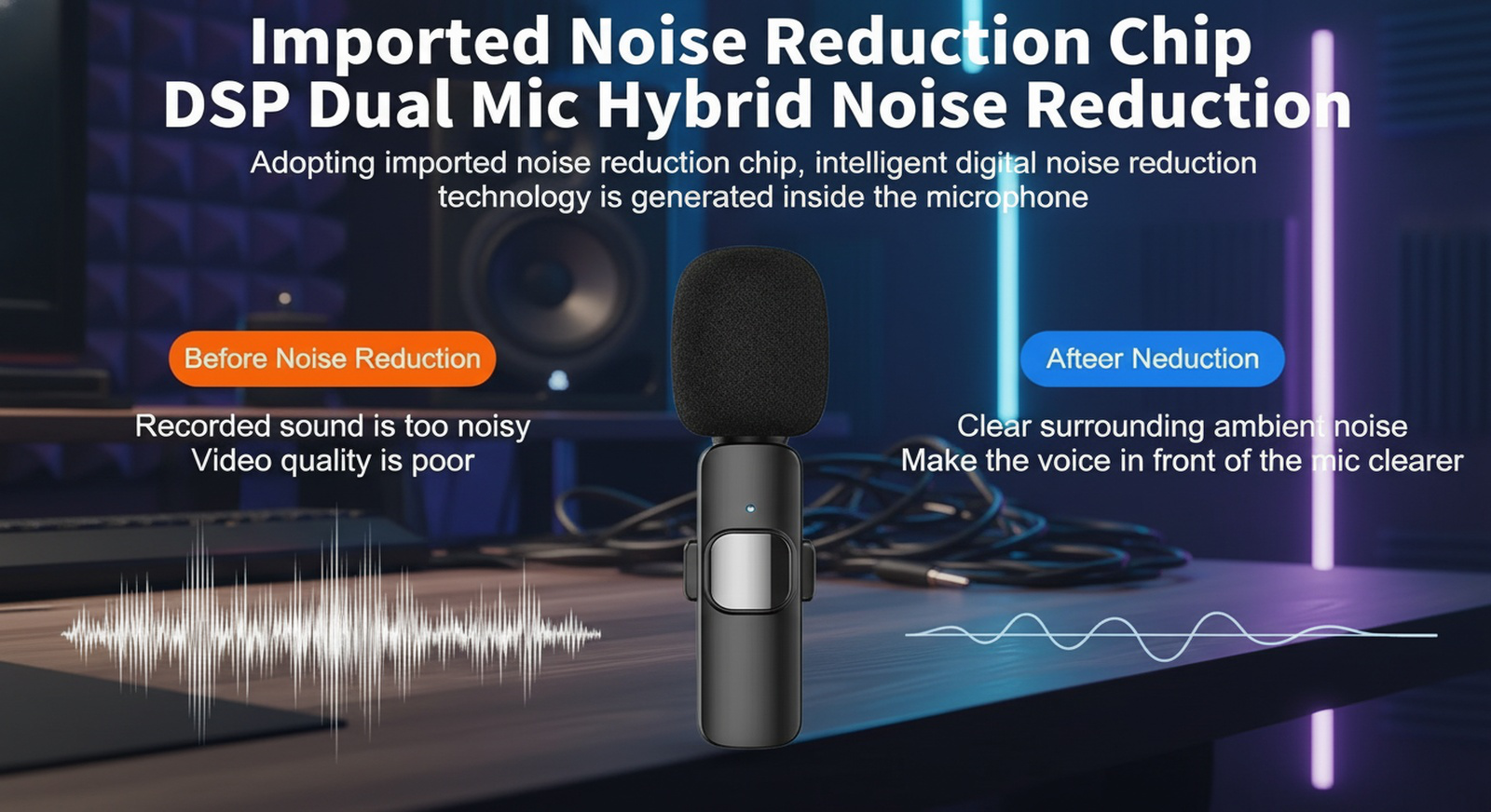 Crystal clear sound wireless microphone