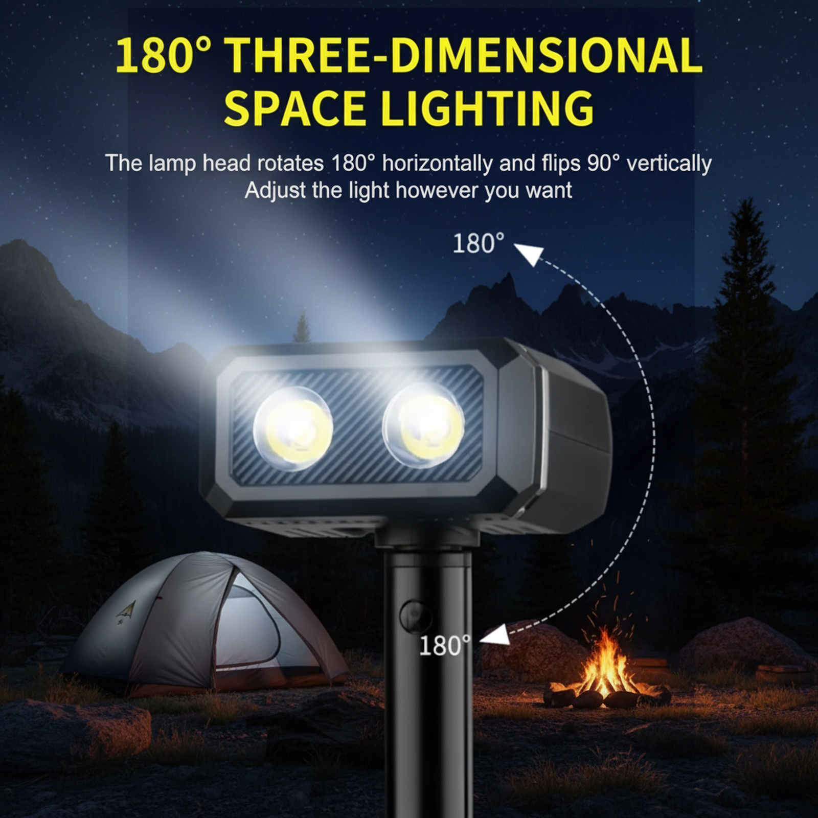 Outdoor Multi-Shape Transformable LED Light 180° Rotating Stretch Magnetic Work Lamp