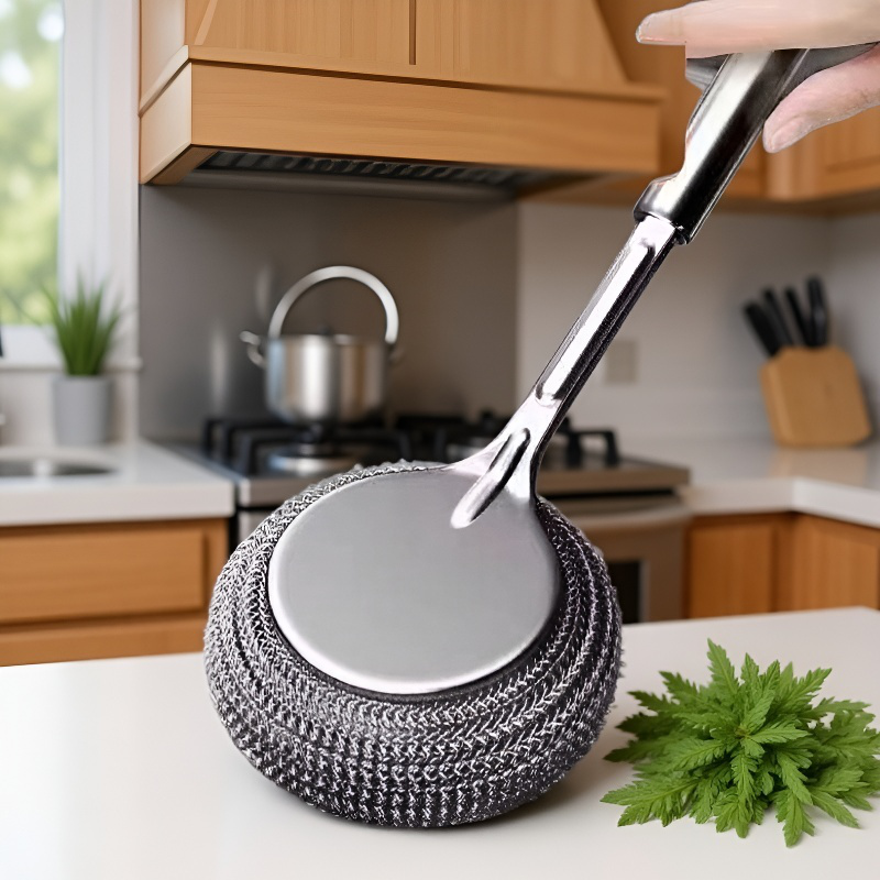 Topf-Reinigungsbürste mit langem Griff, Edelstahl, Küchenhelfer