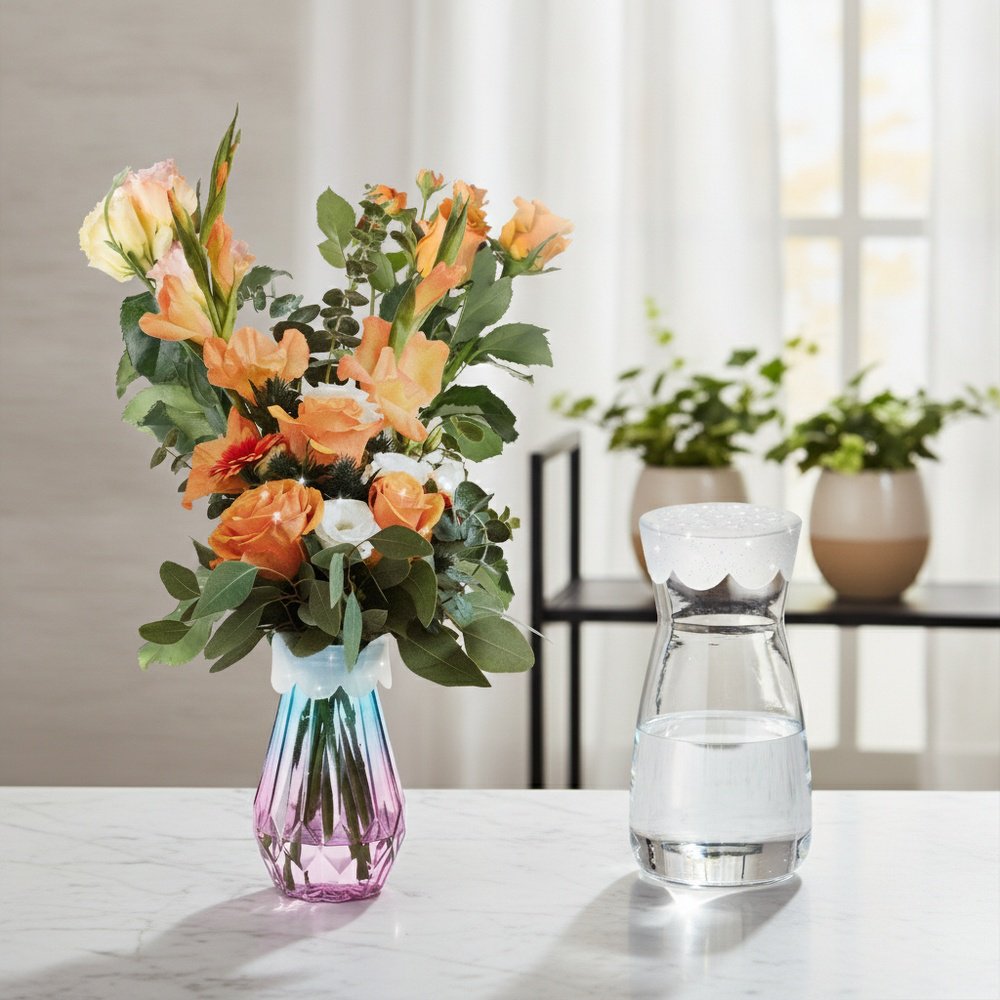 Silicone flower bouquet holder, spiral holder, flower stem support, flower vase