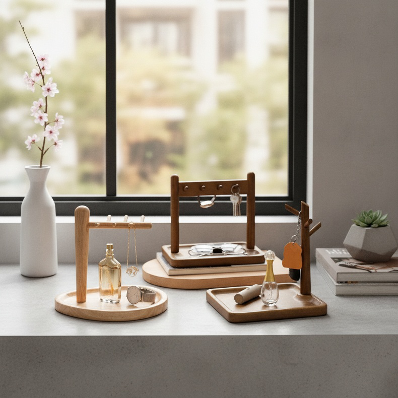Entryway key storage box display stand solid wood pendant rack entrance rack
