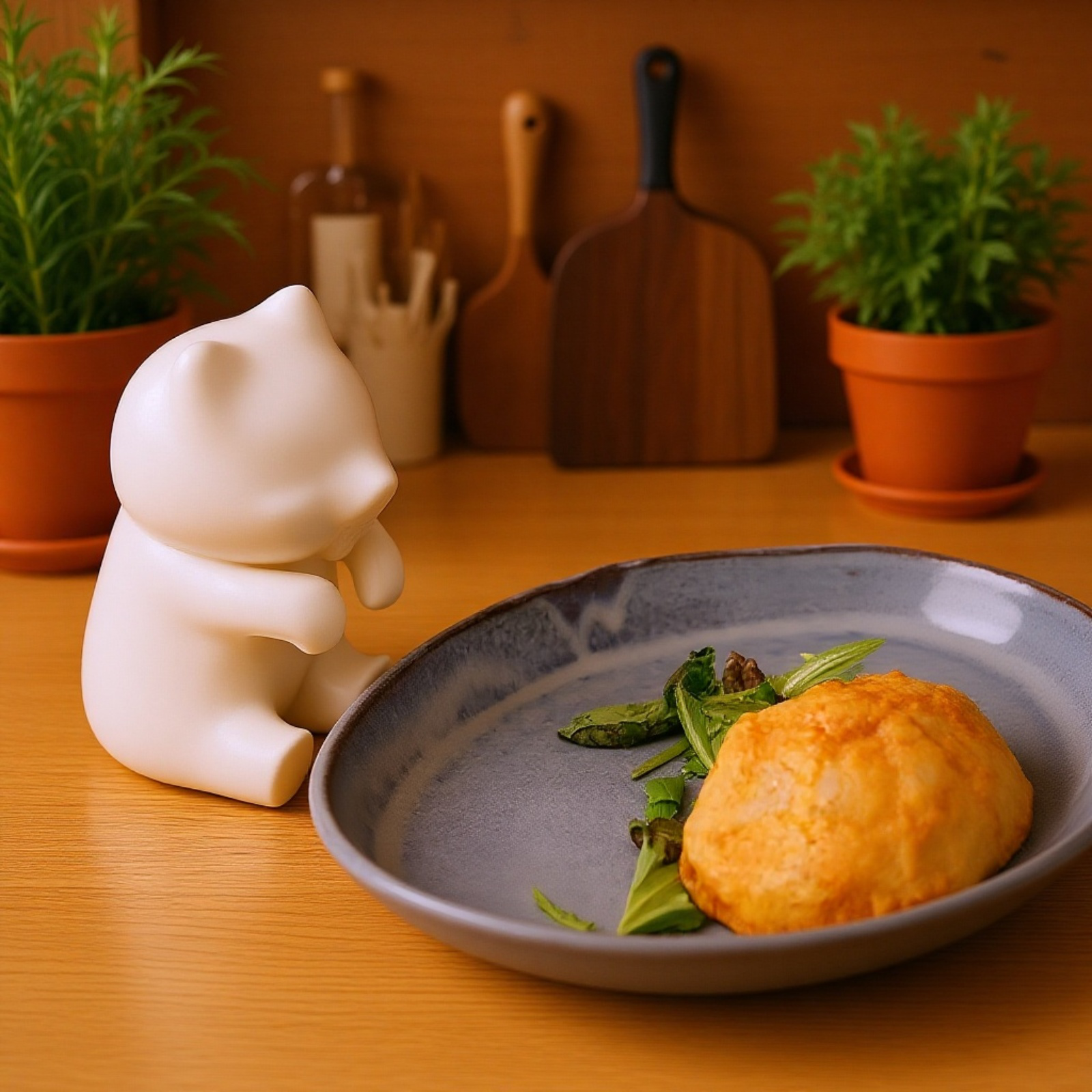 猫キャラクターの食事用冷却ツール