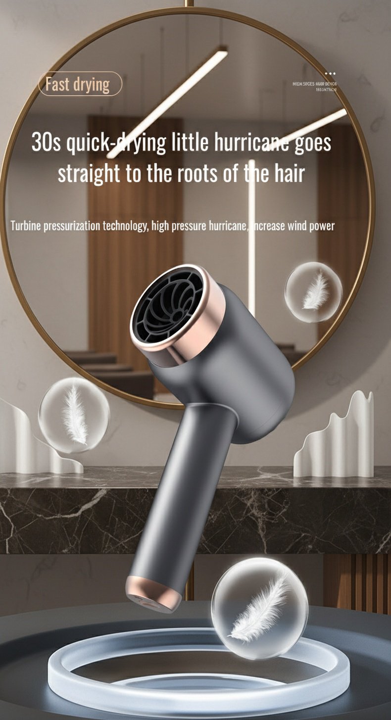 Portable ionic hair dryer with rechargeable battery