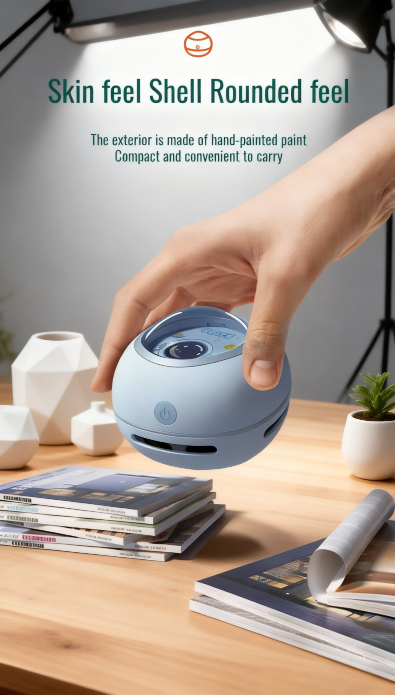 Compact portable vacuum cleaner for desktops