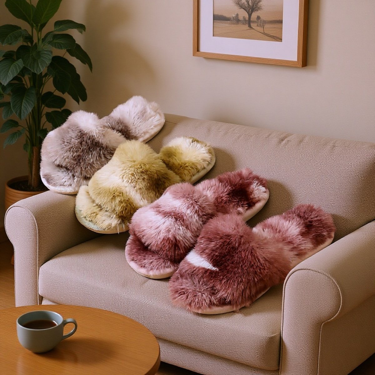 女性向けふわふわスリッパのカラーバリエーション