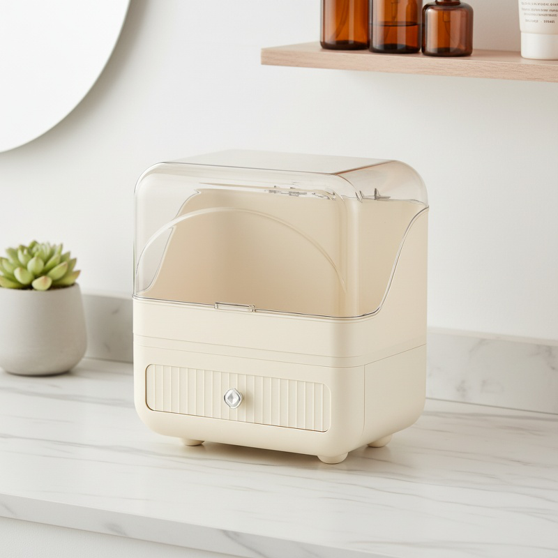 Clear dustproof cover makeup organizer box