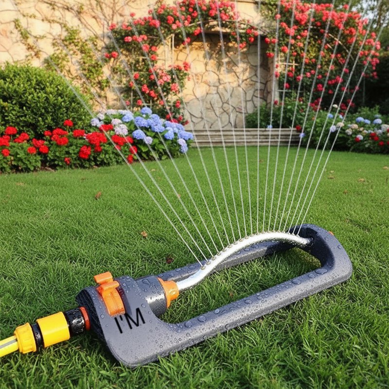 Adjustable garden irrigation tool in use