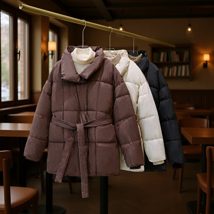 여성 하프 패딩 아우터 허리 여리여리 도톰 패딩 박시 패딩