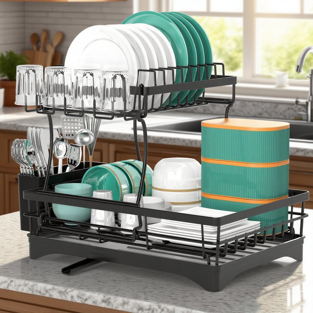 2단 주방 식기 배수대