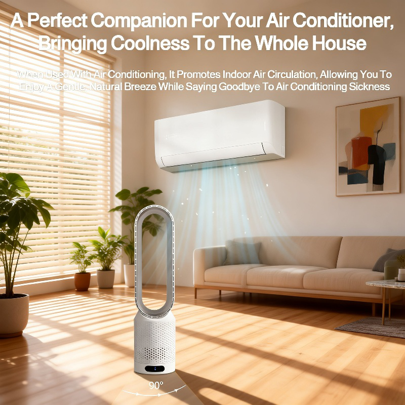 Household Bladeless Air Conditioner Fan Silent Floor-standing Dual-function